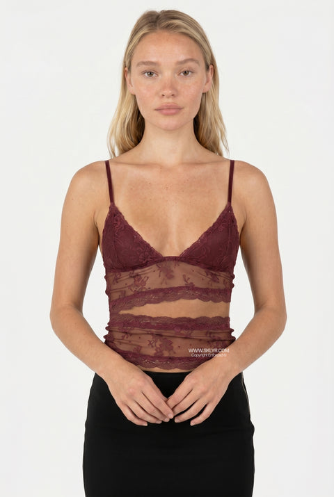Multicolor Mesh Print Fitted Top