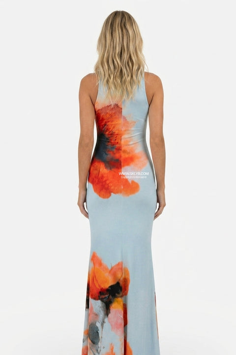 Light Blue Floral Maxi Dress