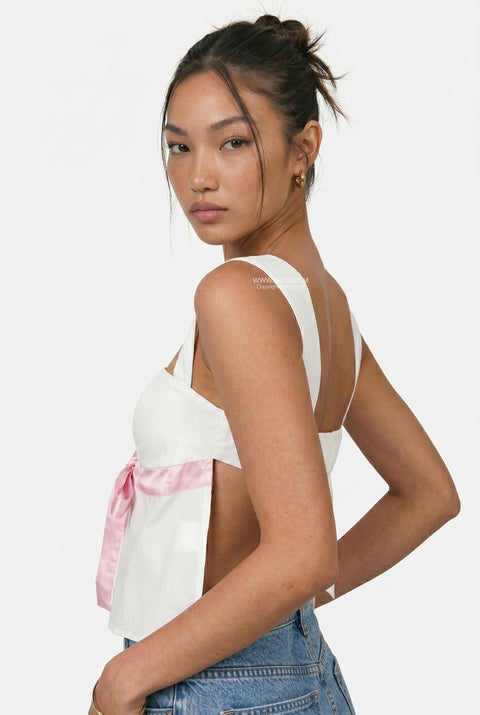 Pink & Cream Printed Crop Top
