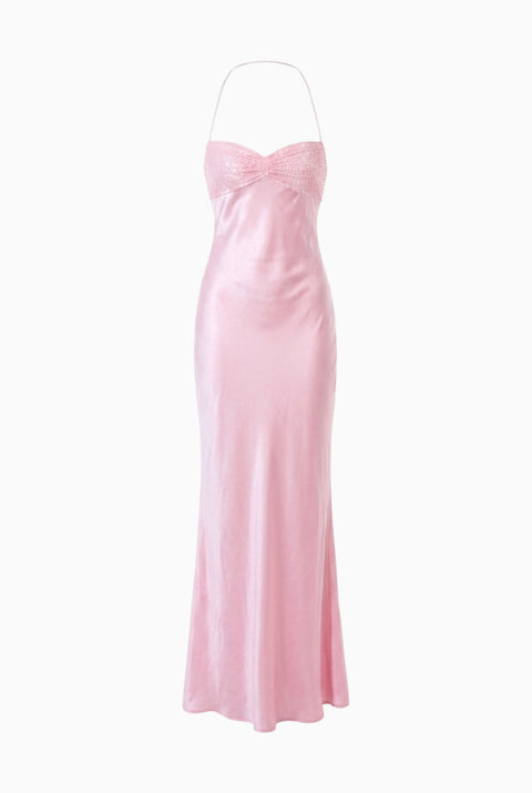 Soft Pink Satin Slip Maxi Dress