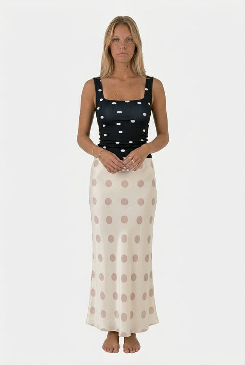 White Satin Polka Dot Skirt