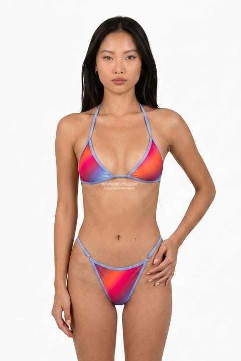 3-Piece Ombre Bikini Set with Skirt