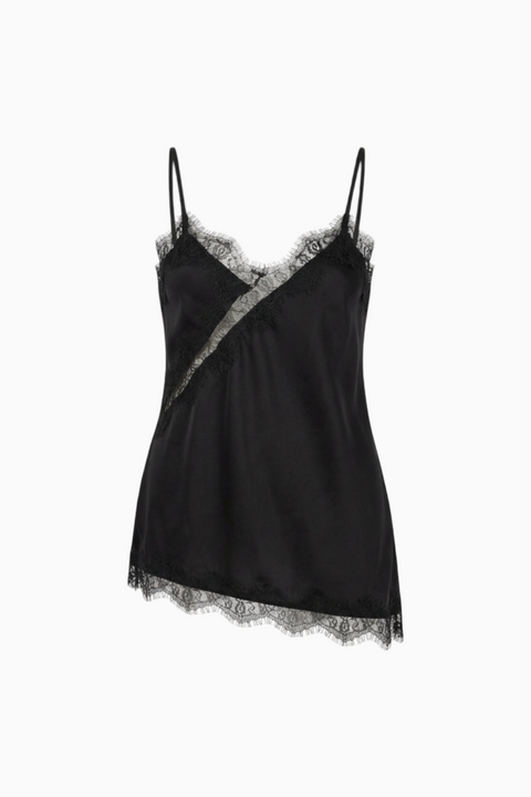 Black Satin Spaghetti Strap Top