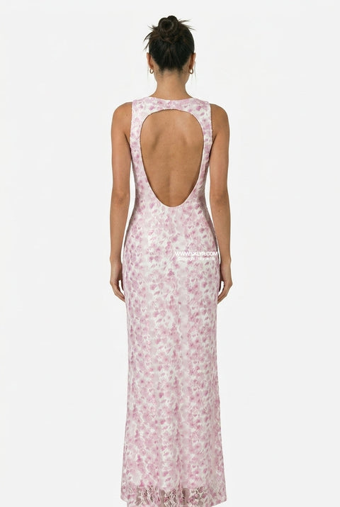 Blush Lace Overlay Maxi Dress