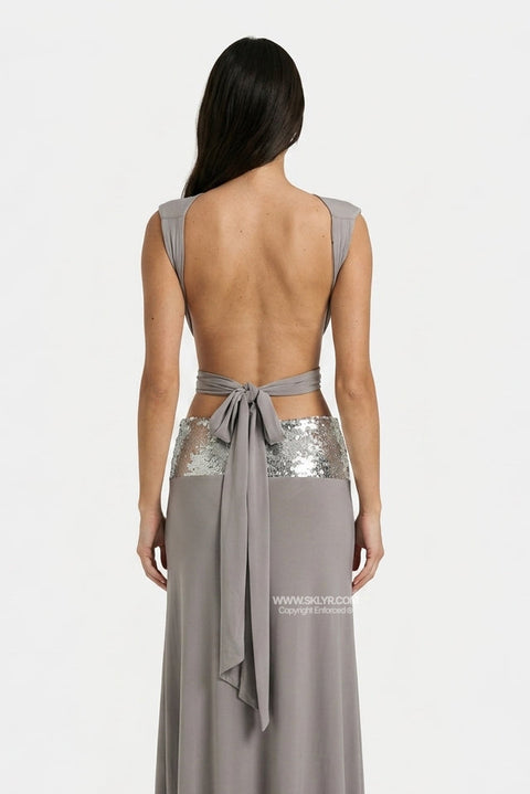 Taupe Top & Midi Skirt Set