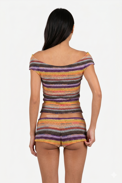 Multicolor Striped Knit Two-Piece Set