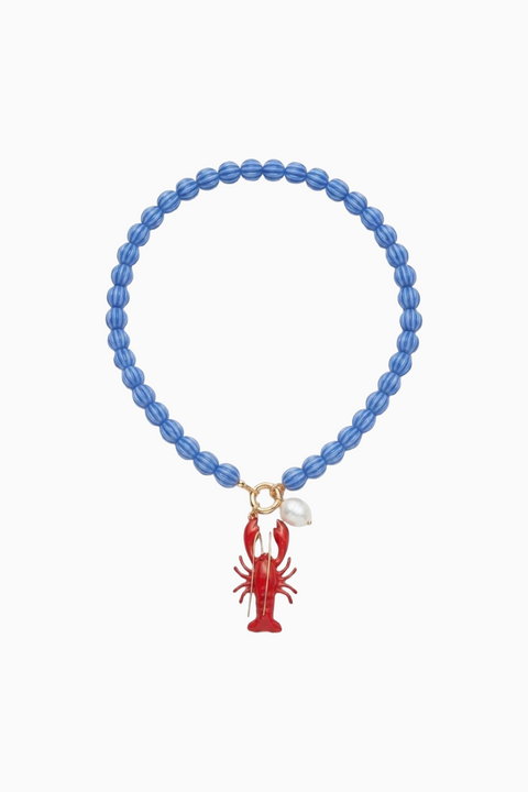 Blue Bead & Lobster Pendant Necklace