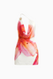 Pink Floral Cowl Neck Mini Dress