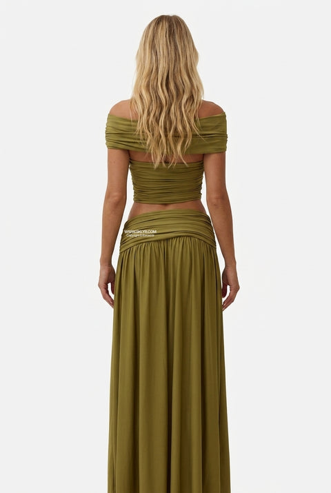Olive Two-Piece Cutout Maxi Set