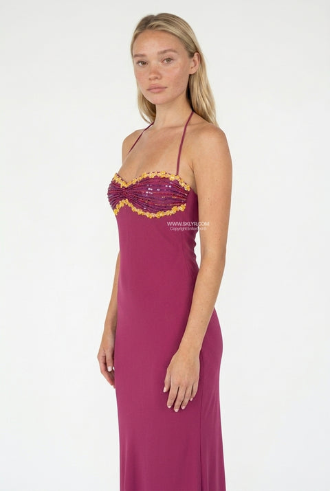 Magenta Halter Maxi Dress