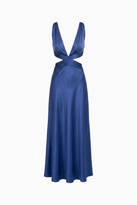 Elegant Plunge Neckline Cut-Out Gown Dress