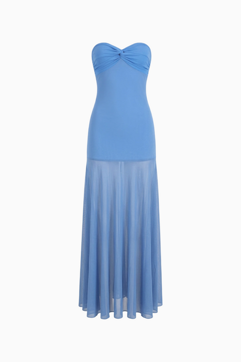 Sky Blue Silk-Finish Maxi
