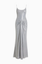 Silver Satin Slip Maxi Dress