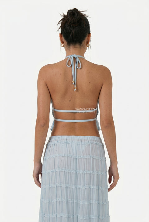 Light Blue Top & Skirt Set