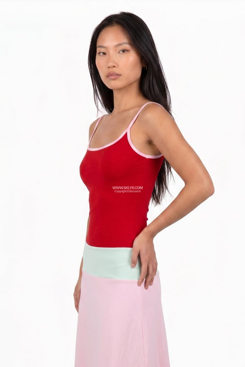 Color-Block Tricolor Strappy Midi Dress