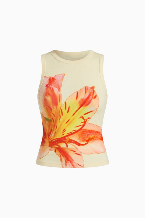 Floral Print One-Shoulder Top