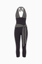 Chevron Stripe Halter Neck Cropped Jumpsuit with Tie Waist