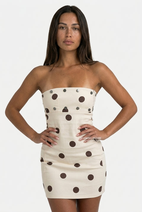 White Polka Dot Bustier Mini