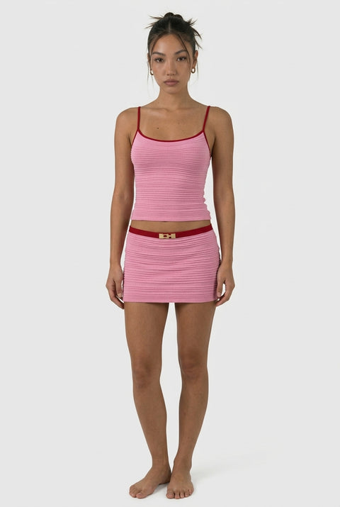 Pink Ribbed Sporty Mini Set