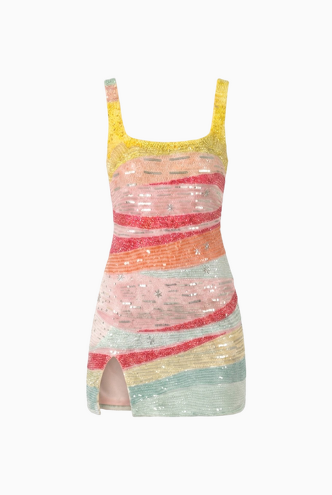 Multicolor Stripe Structured Mini Dress