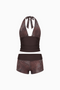 Retro Swirl Print Halter Lounge Set