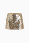 Abstract Print Sequin Micro Skirt