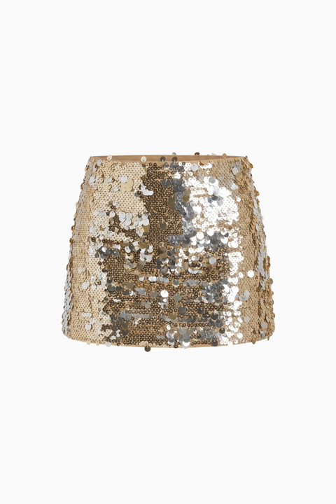 Abstract Print Sequin Micro Skirt