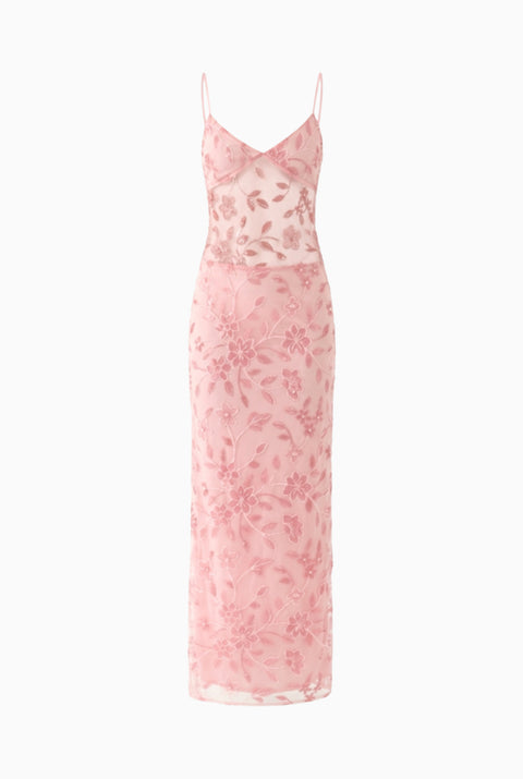 Blush Floral Embroidered Maxi Dress