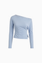 One-Shoulder Grommet Detail Long Sleeve Top