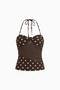 Polka Dot Halter Sweetheart Top