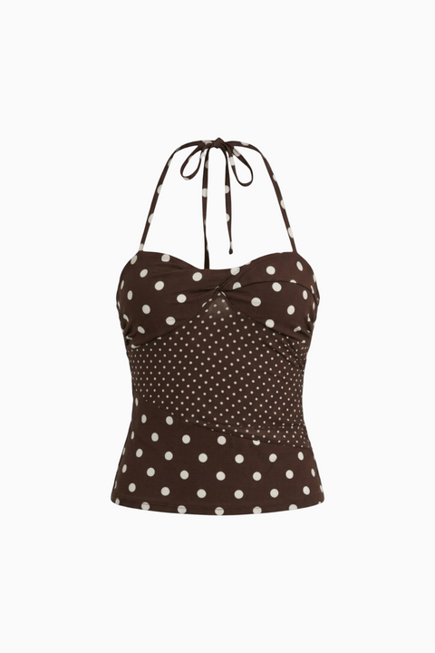 Polka Dot Halter Sweetheart Top