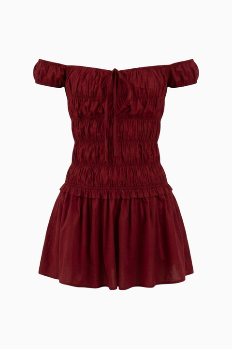 Off-the-Shoulder Polka Dot Mini Dress