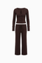 Ribbed Button-Up Top & Drawstring Wide-Leg Lounge Set