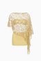 Open-Knit Sequin Cover-Up Top and Mini Skirt Set