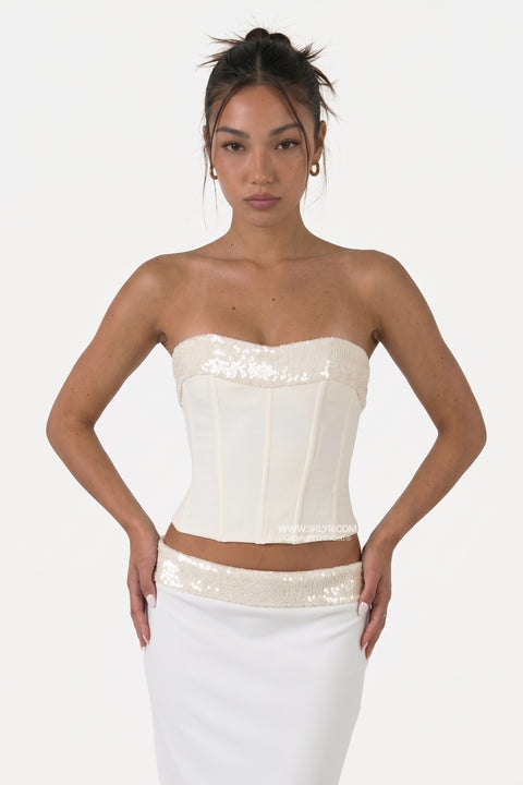 Ivory Sequin-Trimmed Formal Set