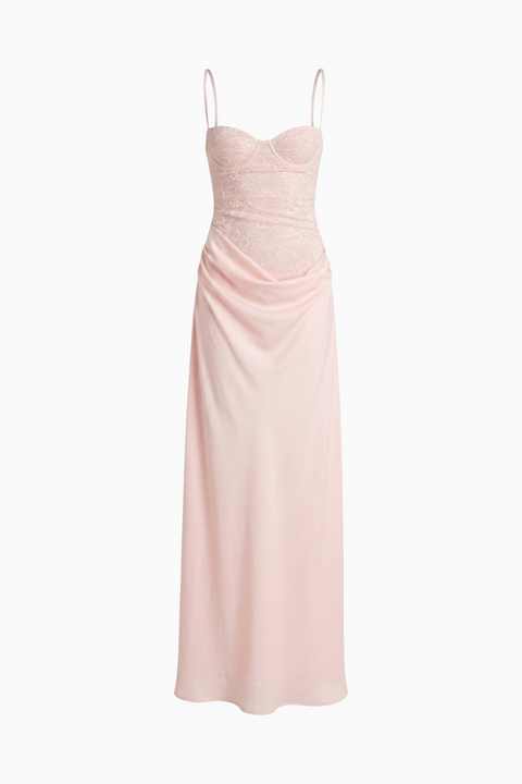 Ivory Lace Texture Slip Maxi Dress