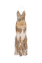 Leopard Print Halter Ruffle Maxi Dress