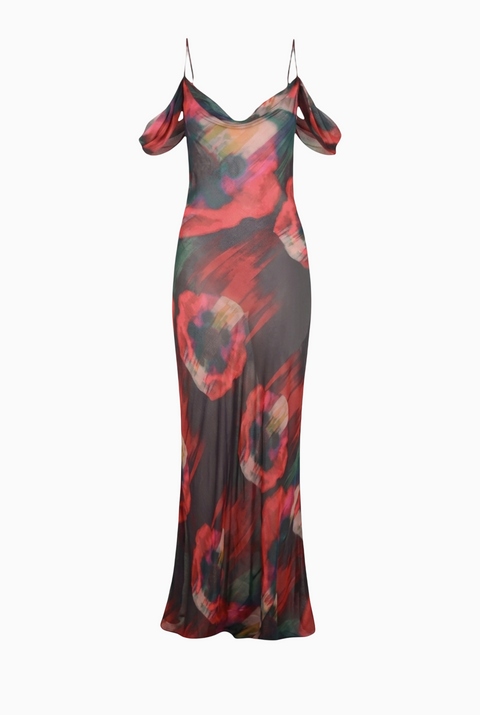 Dark Rich Floral Fitted Maxi Dress