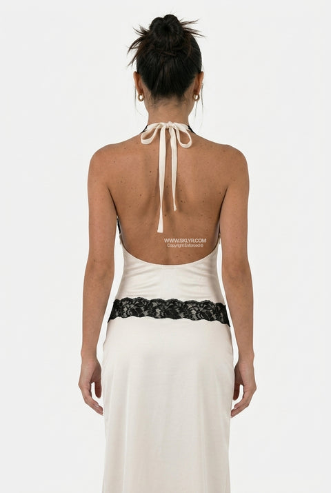 Black & White Contrast Midi Dress
