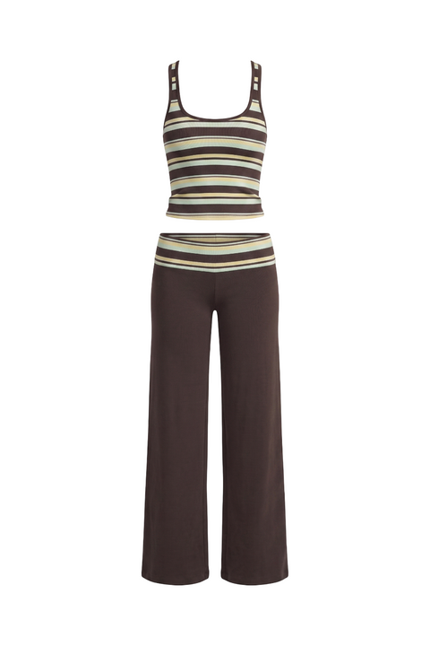 Multi-Color Striped Racerback Lounge Pants Set