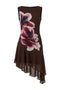 Chocolate Hibiscus Asymmetrical Ruffle Midi Dress