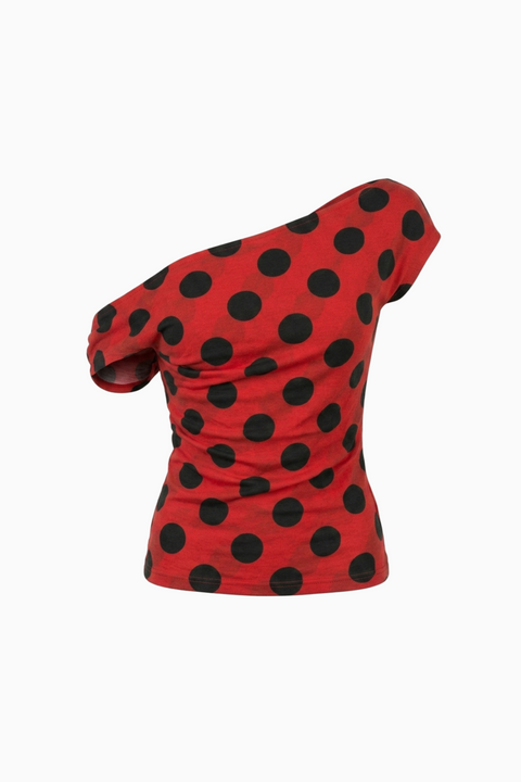 Red Bold Polka Dot Top