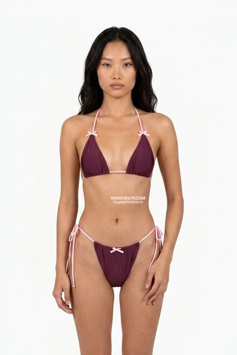 Burgundy Bow String Bikini