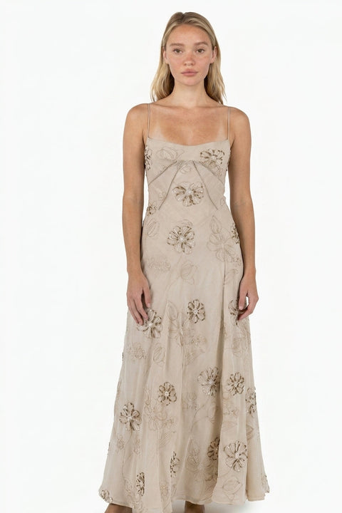 Blush Floral Embellished Maxi Dress