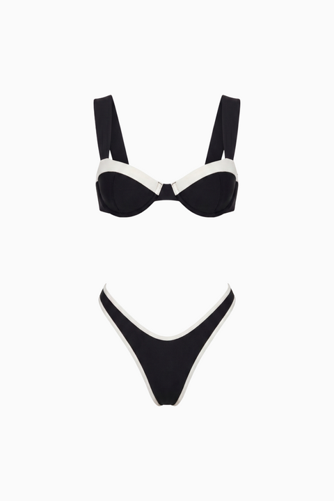 Black & White Retro Balconette Bikini