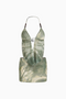 Green Marble Print Halter Top and Mini Skirt Set