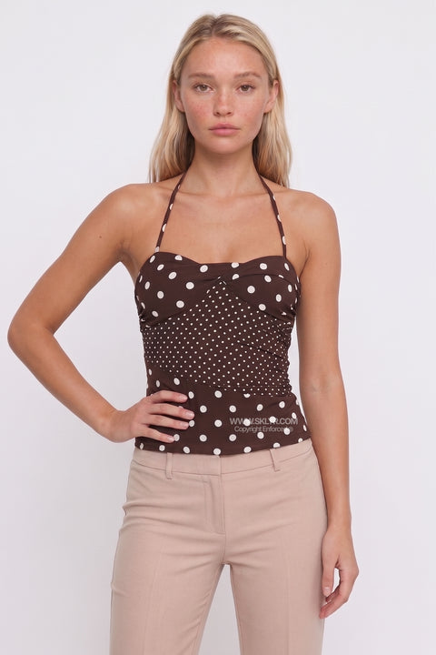 Polka Dot Halter Sweetheart Top
