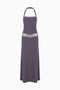 Embellished Waist Halter Maxi Dress