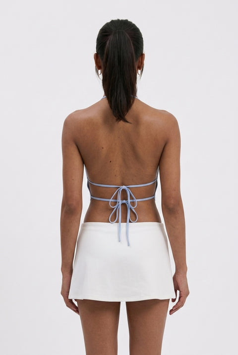 Contrast Panel Plunging Halter Top