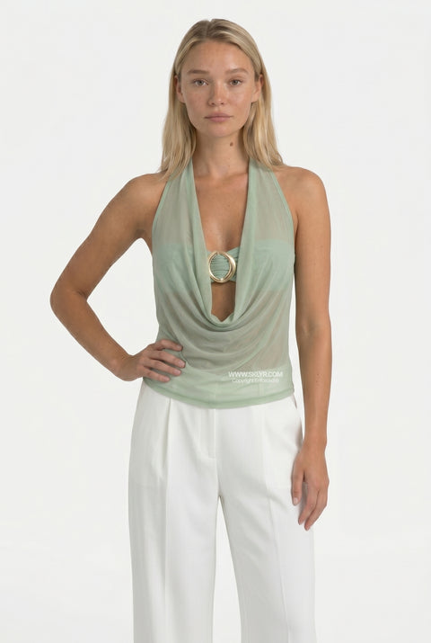 Sage Green Ring-Detail Top
